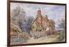 Children by a Thatched Cottage at Chiddingfold-Myles Birket Foster-Framed Giclee Print