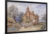 Children by a Thatched Cottage at Chiddingfold-Myles Birket Foster-Framed Giclee Print