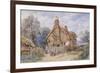 Children by a Thatched Cottage at Chiddingfold-Myles Birket Foster-Framed Giclee Print