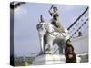 Children by Chorten, Nepal-Michael Brown-Stretched Canvas