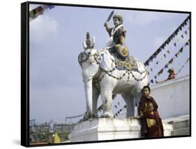 Children by Chorten, Nepal-Michael Brown-Framed Stretched Canvas