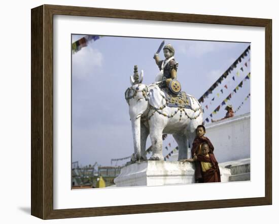 Children by Chorten, Nepal-Michael Brown-Framed Photographic Print