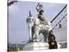 Children by Chorten, Nepal-Michael Brown-Stretched Canvas