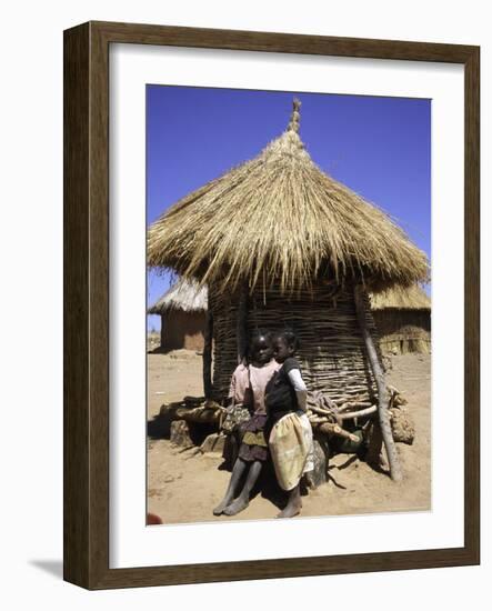 Children by Straw Huts, South Africa-Ryan Ross-Framed Photographic Print