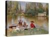 Children by the Lake - Makovsky, Konstantin Yegorovich (1839-1915) Constantin Makovski - Oil on Can-Konstantin Egorovich Makovsky-Stretched Canvas
