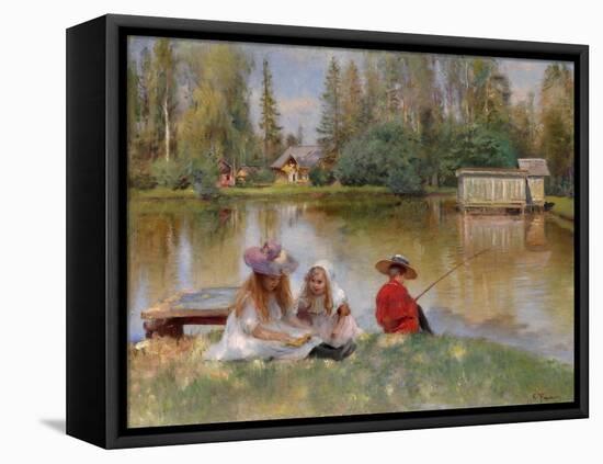 Children by the Lake-Konstantin Yegorovich Makovsky-Framed Stretched Canvas