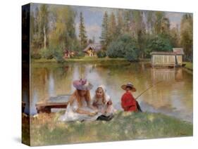 Children by the Lake-Konstantin Yegorovich Makovsky-Stretched Canvas