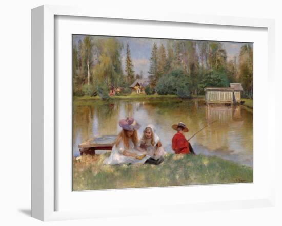 Children by the Lake-Konstantin Yegorovich Makovsky-Framed Giclee Print
