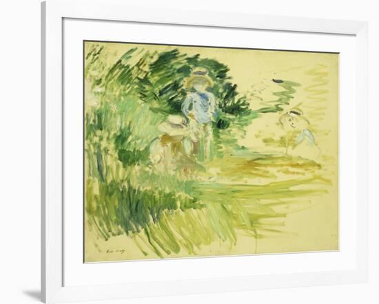 Children by the Side of a Lake-Berthe Morisot-Framed Giclee Print