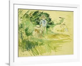 Children by the Side of a Lake-Berthe Morisot-Framed Giclee Print