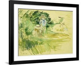 Children by the Side of a Lake-Berthe Morisot-Framed Giclee Print