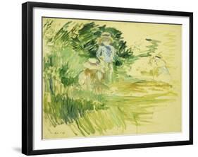 Children by the Side of a Lake-Berthe Morisot-Framed Giclee Print