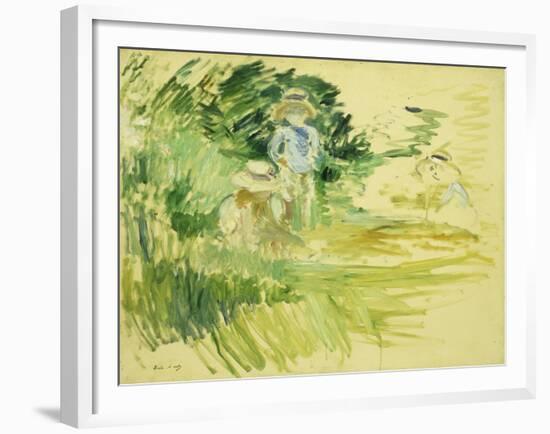 Children by the Side of a Lake-Berthe Morisot-Framed Giclee Print