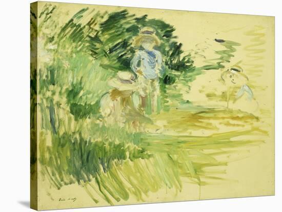 Children by the Side of a Lake-Berthe Morisot-Stretched Canvas