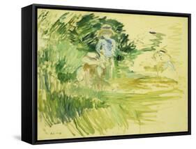 Children by the Side of a Lake-Berthe Morisot-Framed Stretched Canvas