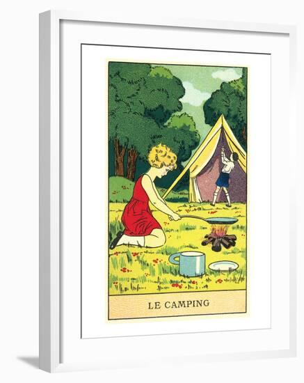 Children Camping-null-Framed Art Print