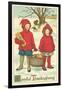 Children Carrying Basket of Food-null-Framed Art Print