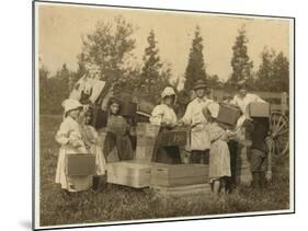 Children Carrying their Pecks of Cranberries to the Bushel Man at Theodore Budd's Bog-Lewis Wickes Hine-Mounted Photographic Print