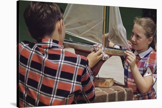 Children Cleaning a Model Ship-William P. Gottlieb-Stretched Canvas