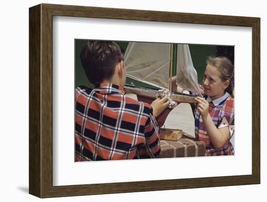 Children Cleaning a Model Ship-William P. Gottlieb-Framed Photographic Print