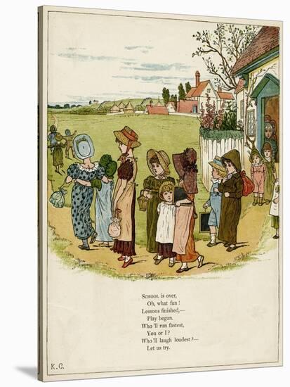 Children Coming Out of School-Kate Greenaway-Stretched Canvas