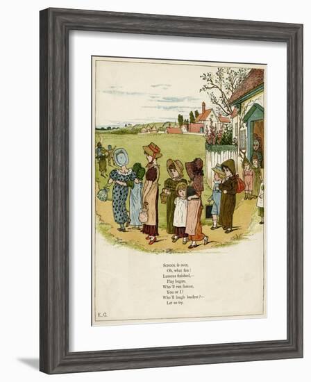 Children Coming Out of School-Kate Greenaway-Framed Art Print