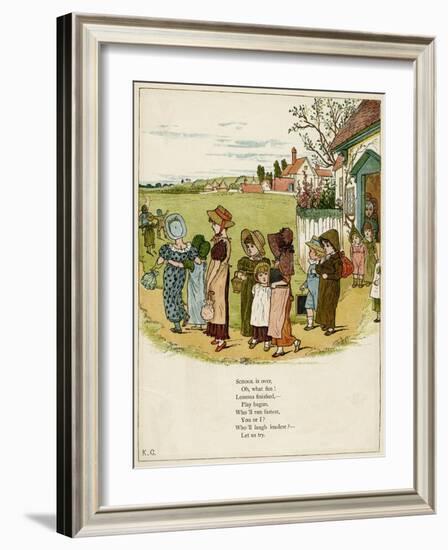 Children Coming Out of School-Kate Greenaway-Framed Art Print