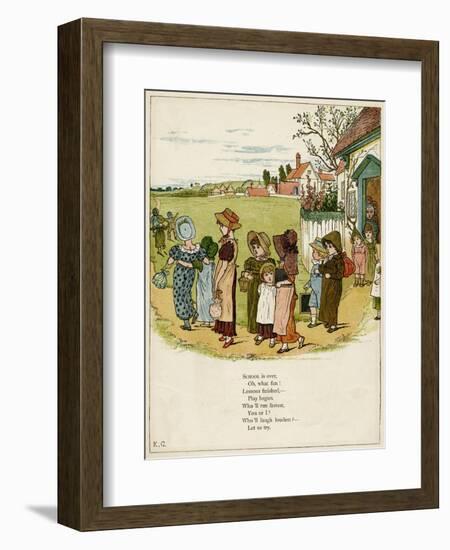 Children Coming Out of School-Kate Greenaway-Framed Art Print