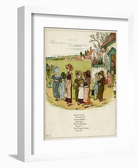 Children Coming Out of School-Kate Greenaway-Framed Art Print