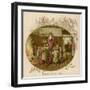 Children Dance around Father Christmas Who Plays a Musical Instrument-null-Framed Art Print