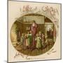 Children Dance around Father Christmas Who Plays a Musical Instrument-null-Mounted Art Print