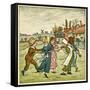 Children Dancing in a Ring on Village Green-Kate Greenaway-Framed Stretched Canvas