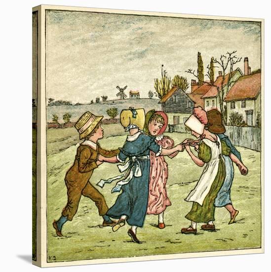 Children Dancing in a Ring on Village Green-Kate Greenaway-Stretched Canvas