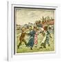 Children Dancing in a Ring on Village Green-Kate Greenaway-Framed Art Print