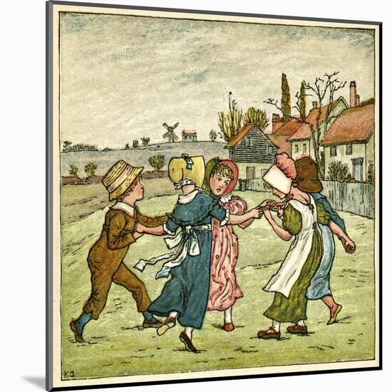 Children Dancing in a Ring on Village Green-Kate Greenaway-Mounted Art Print