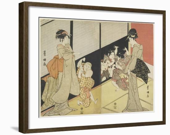 Children Delighting in their Reflection, 1704-1825-Utagawa Toyokuni-Framed Giclee Print