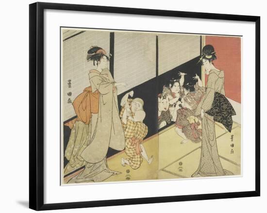 Children Delighting in their Reflection, 1704-1825-Utagawa Toyokuni-Framed Giclee Print