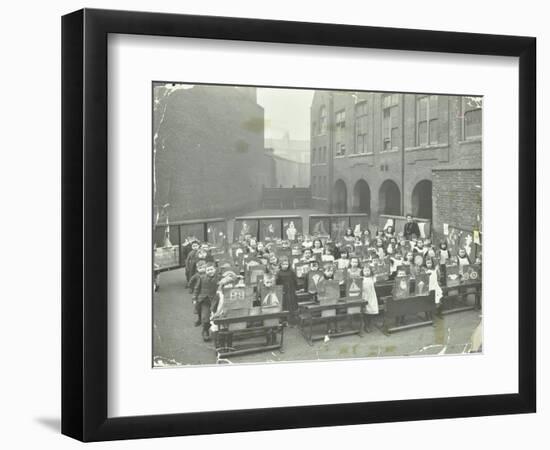 Children Displaying their Drawings, Flint Street School, Southwark, London, 1908-null-Framed Photographic Print