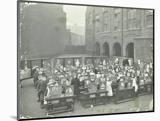 Children Displaying their Drawings, Flint Street School, Southwark, London, 1908-null-Mounted Photographic Print