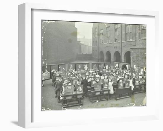 Children Displaying their Drawings, Flint Street School, Southwark, London, 1908-null-Framed Premium Photographic Print