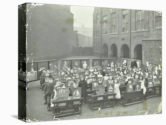 Children Displaying their Drawings, Flint Street School, Southwark, London, 1908-null-Stretched Canvas