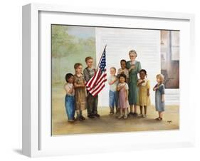 Children Doing Pledge of Allegiance-Dianne Dengel-Framed Giclee Print