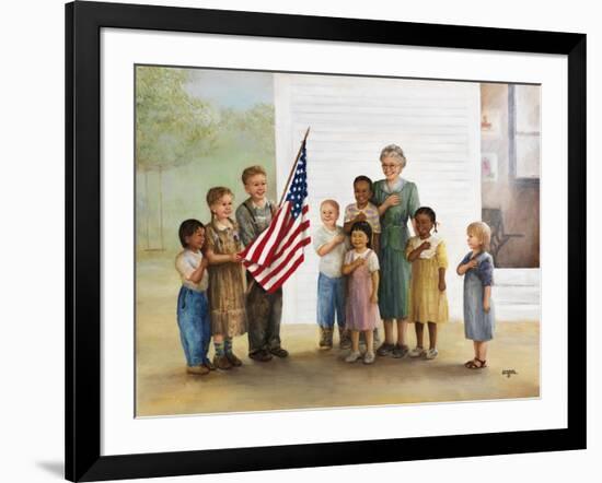 Children Doing Pledge of Allegiance-Dianne Dengel-Framed Giclee Print