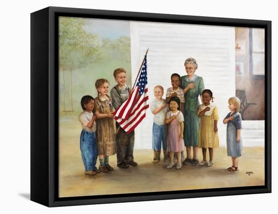 Children Doing Pledge of Allegiance-Dianne Dengel-Framed Stretched Canvas