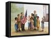 Children Doing Pledge of Allegiance-Dianne Dengel-Framed Stretched Canvas