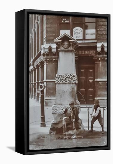 Children Drawing Water from the Aldgate Pump, London, August 1908-null-Framed Stretched Canvas