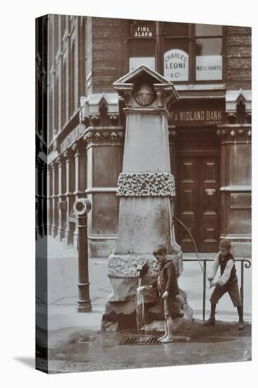 Children Drawing Water from the Aldgate Pump, London, August 1908-null-Stretched Canvas