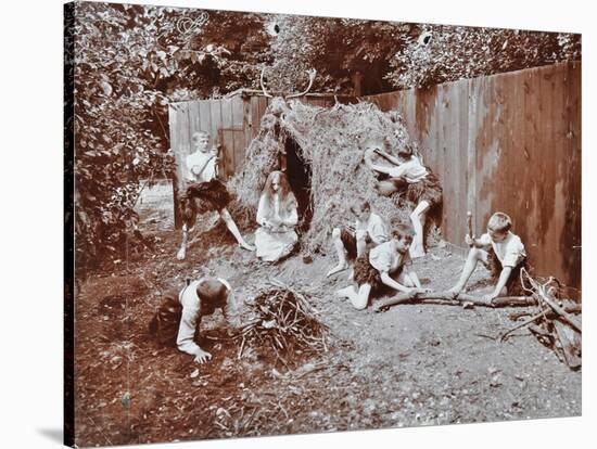 Children Dressed as Prehistoric Cave Dwellers, Birley House Open Air School, London, 1908-null-Stretched Canvas