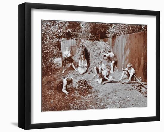 Children Dressed as Prehistoric Cave Dwellers, Birley House Open Air School, London, 1908-null-Framed Photographic Print
