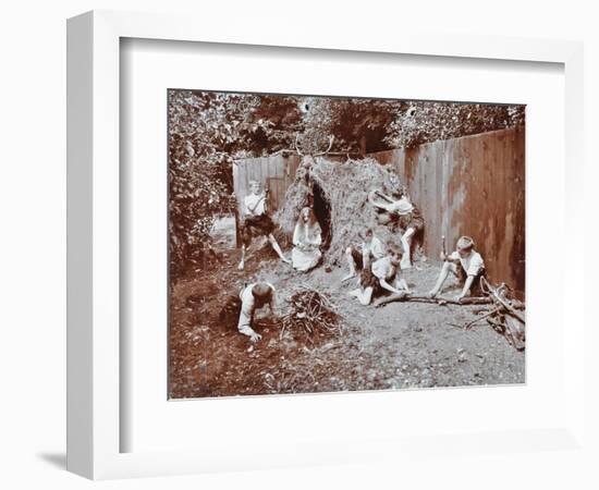 Children Dressed as Prehistoric Cave Dwellers, Birley House Open Air School, London, 1908-null-Framed Photographic Print